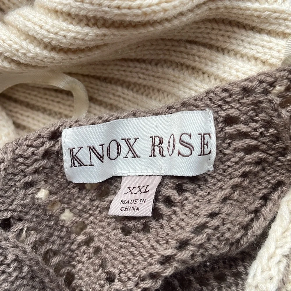 EUC Knox Rose open front cardigan with multiple knit panes of different pattern - Picture 8 of 10